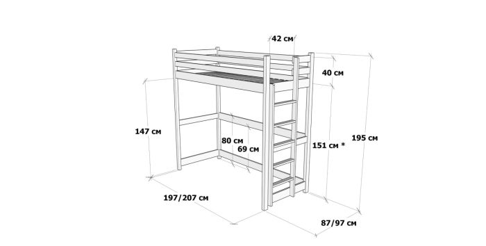 Одноярусне ліжко Шрек-горище