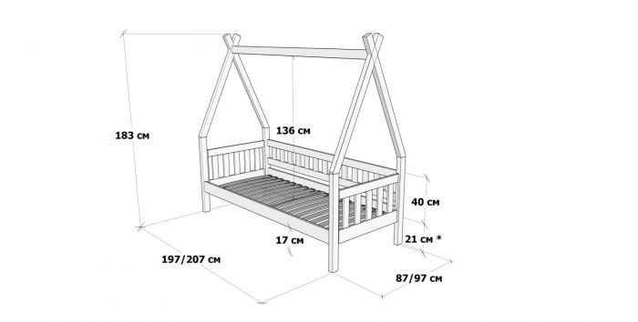 Односпальне ліжко Хатинка